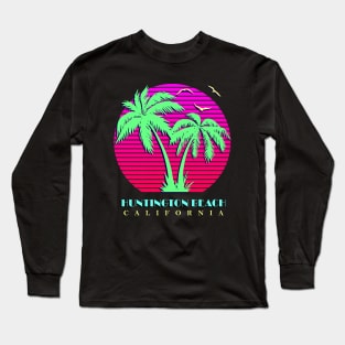 Huntington Beach Palm Trees Sunset Long Sleeve T-Shirt